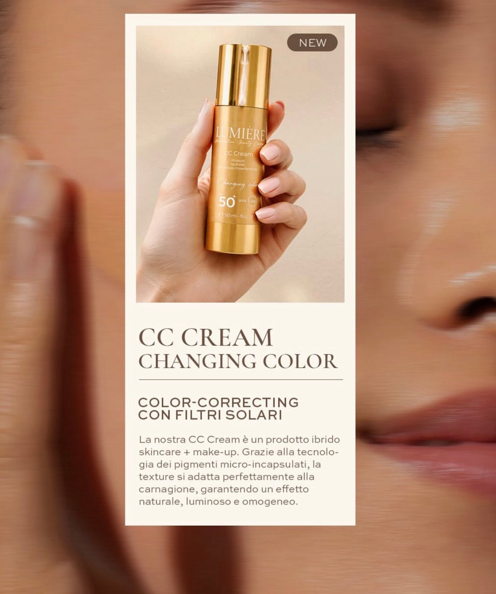 LUMIÈRE INNOVATIVE BEAUTY CARE Crema Solare Viso SPF 50+ | Dual Action Sun & CC Cream | Idrratante, Anti-Età e Perfezionatore Incarnato | 50ml